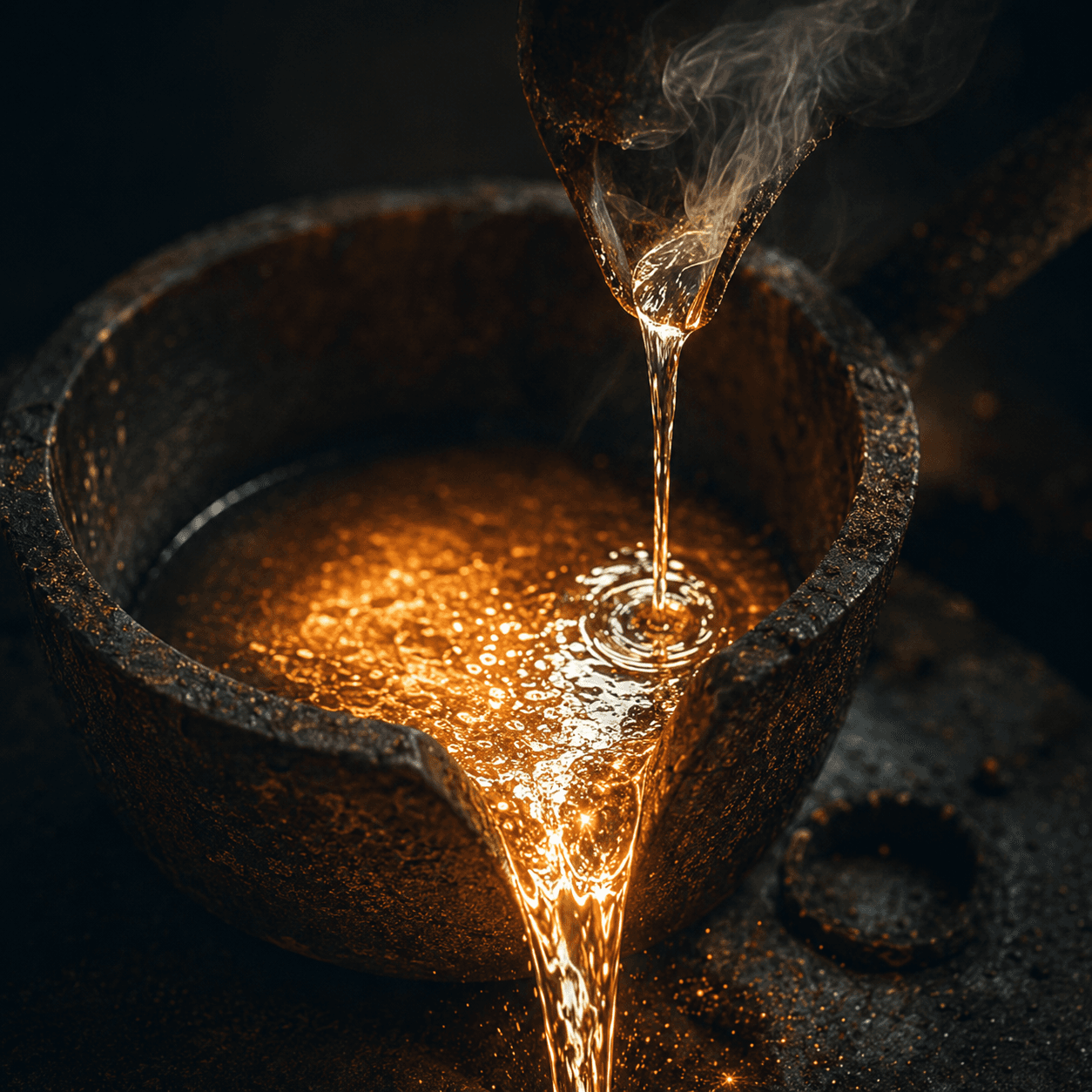 Molten gold being refined