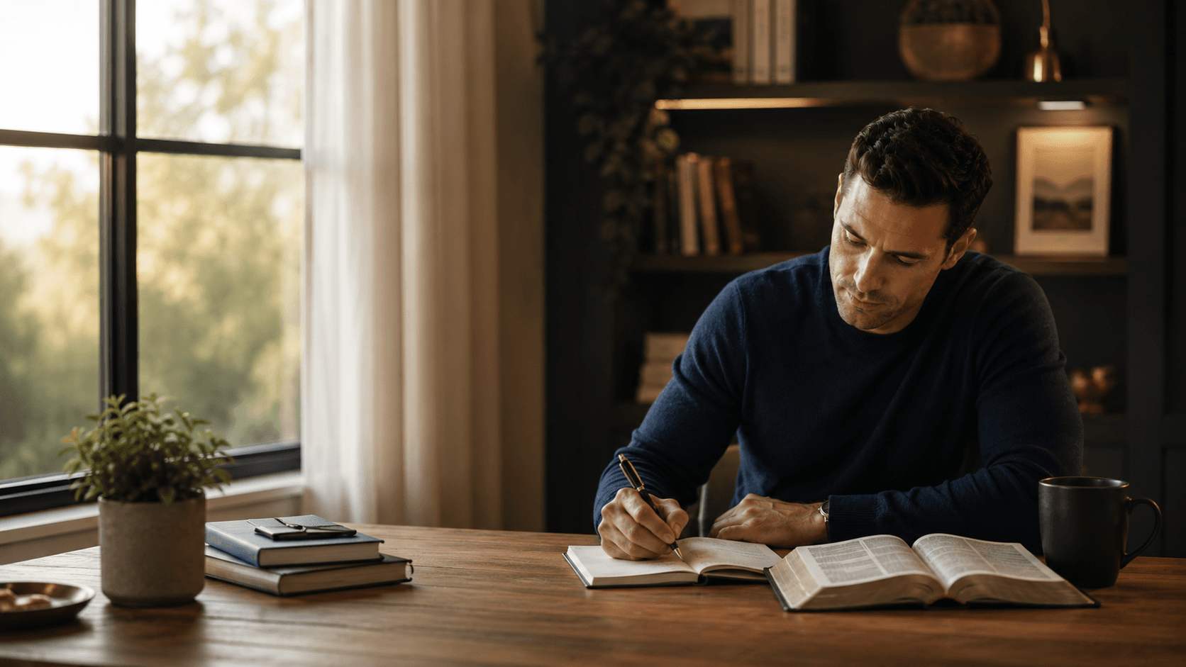 Open Bible and journal